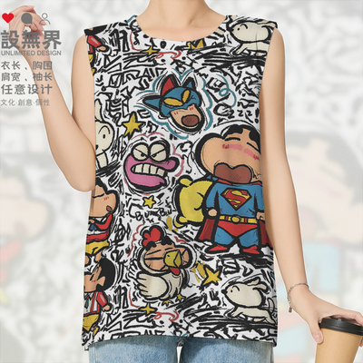 蜡笔小新MrDoodle风格手绘涂背心