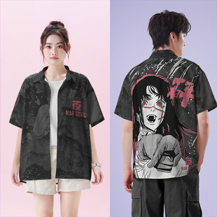 战争恶魔夜砰三鹰朝周边日系二次元短袖衬衫男装女装0018设 无界