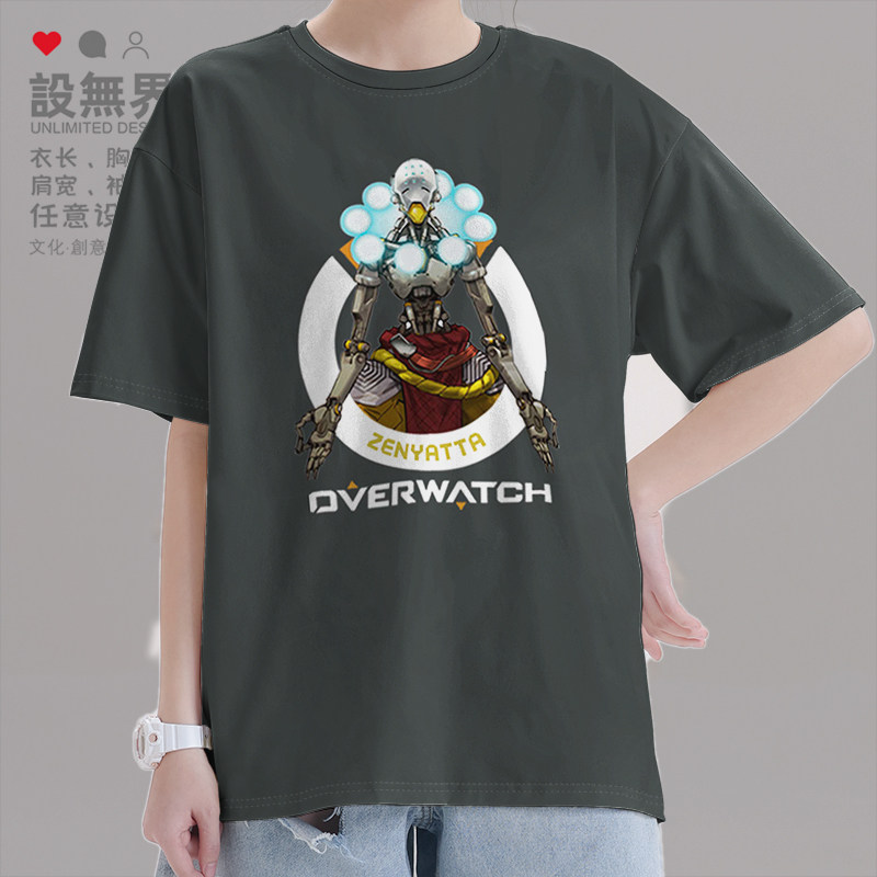 守望先锋OW游戏短袖T恤男女禅雅塔师父和尚武僧衣服夏0002设 无界