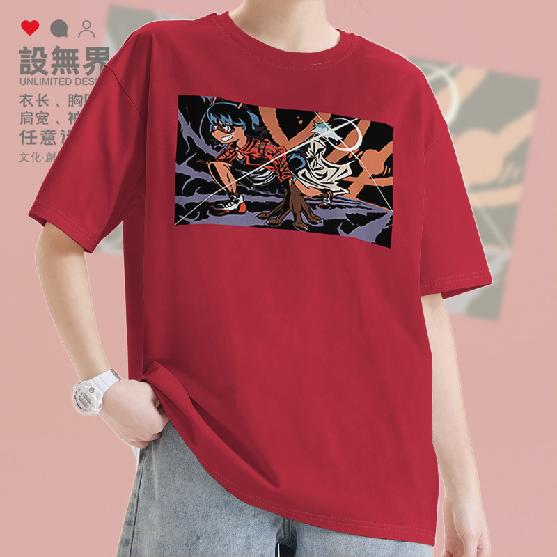 动漫动物新世代朋克风插画狸猫影森满印花短袖T恤男女衣服设 无界