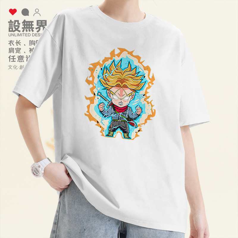 龙珠赛亚人特兰克斯动漫个性潮纯棉短袖T恤男女装夏季0002设 无界 - 实物图