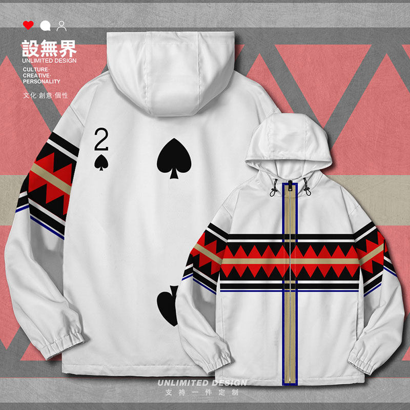 纸牌扑克牌数字黑桃花色民族风图腾夹克棉服男女潮牌棉衣设 无界