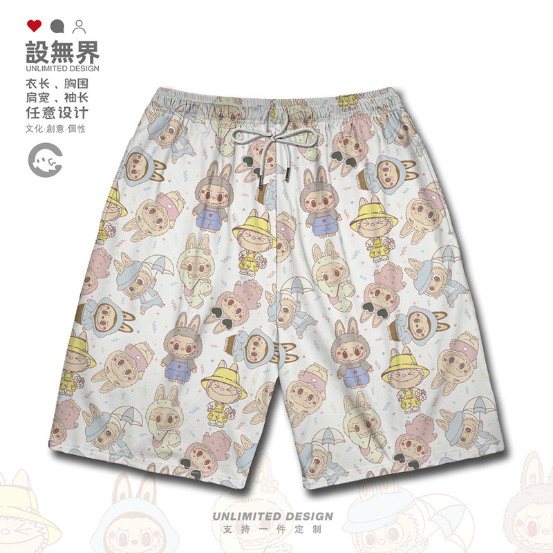 拉布布labubu可爱玩偶公仔个短裤