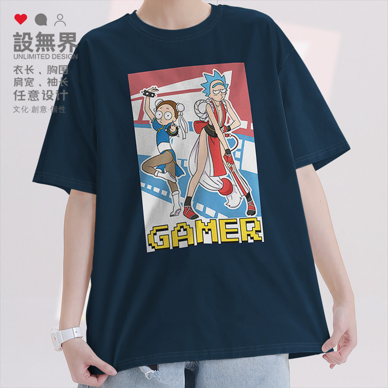 瑞克和莫蒂COS街机游戏春丽不知火舞短袖T恤男女短t潮0018设 无界