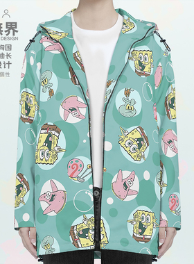 黄色海绵海星章鱼气泡动漫动画夹克棉服男女棉衣外套0018设 无界