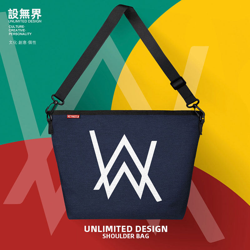 艾兰沃克alan walker标志教主同款单肩包旅行包斜挎包包包设 无界