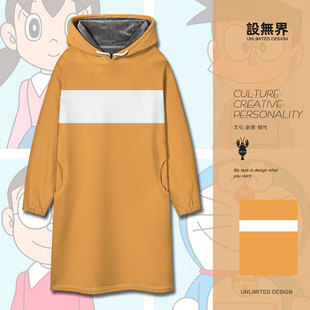 动漫恶搞周边胖虎大雄小夫日系cos大码中长款卫衣裙女0018设 无界