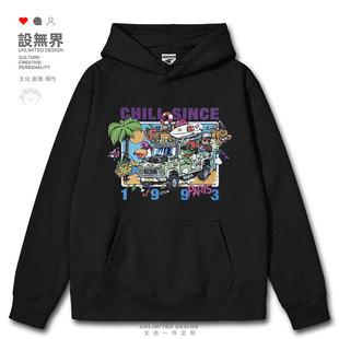 小猴子恐龙巴黎达喀尔度假趣味插画连帽卫衣男女衣服0015设 无界