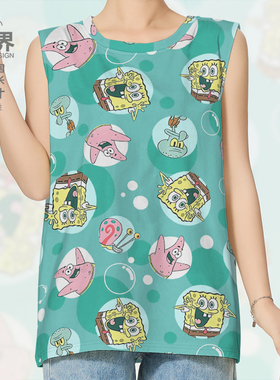 黄色海绵海星章鱼气泡动漫动画大码速干背心男装女装0018设 无界
