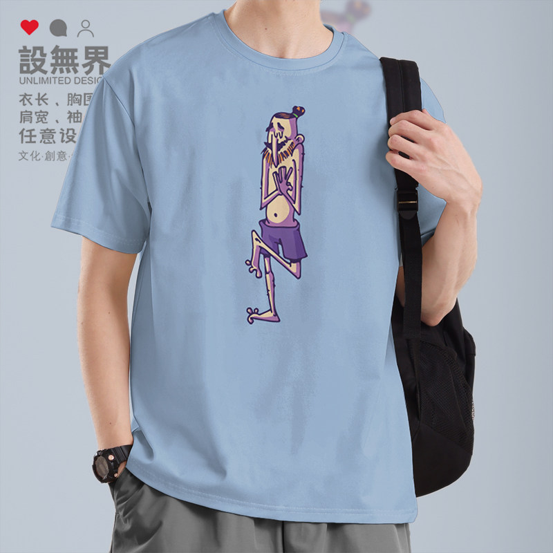 恶搞瑜伽运动休闲大码个性潮流纯棉短袖T恤男女衣服夏0007设 无界