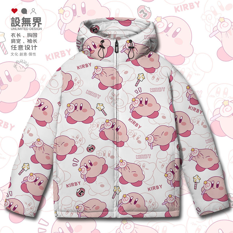 卡通星之卡比Kirby棒棒糖周边连帽羽绒服男女加厚外套0015设 无界