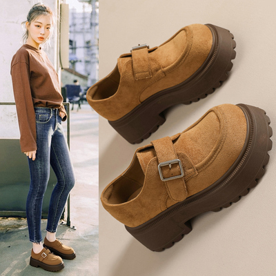 真皮百搭复古增高乐福豆豆鞋女