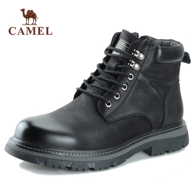 马丁靴骆驼牛皮工装2024秋冬新款