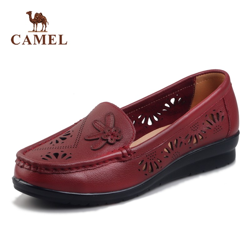 Camel/骆驼女鞋 2021夏季简约休闲单鞋软底皮鞋妈妈鞋 清仓处理