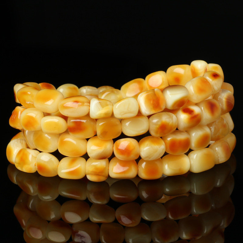 德哥放漏-鸡油黄糖皮金绞蜜原矿随型蜜蜡项链女男款 琥珀手串女