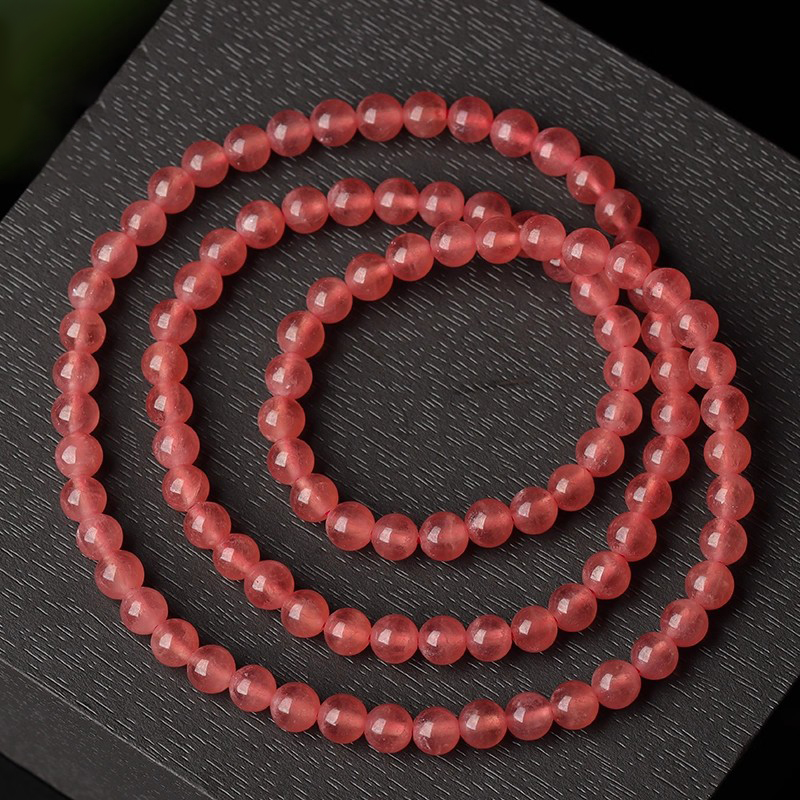 亲宝水晶老料冰种红纹石手链多圈