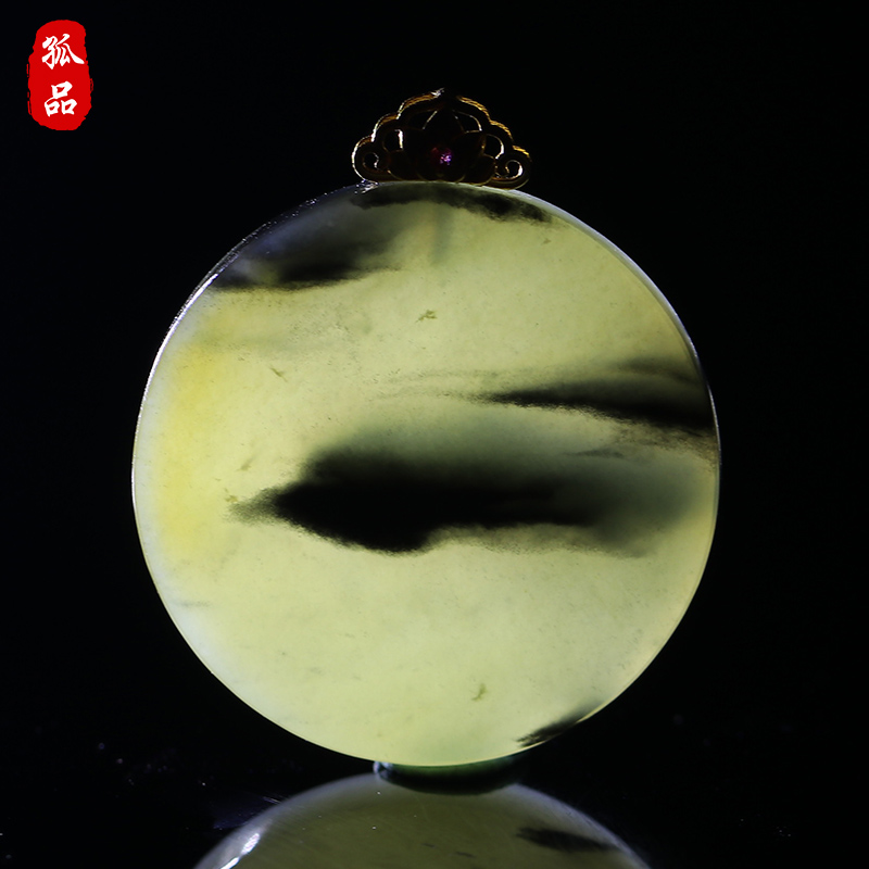 楼兰三色和田玉吊坠圆牌项坠