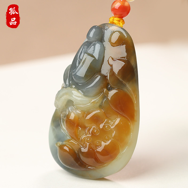 【孤品】造化禅心-楼兰三色和田玉悟道吊坠玉石项坠项链饰品古风