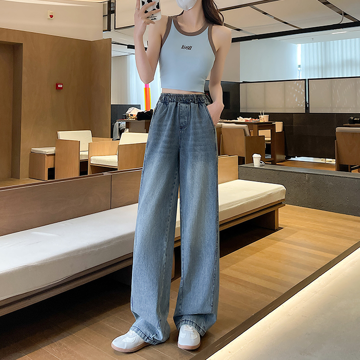 春季新款大码高腰美式镰刀阔腿宽松休闲牛仔裤弯刀拖地裤子L-5XL,女装/女士精品,大码裤装,淘宝优惠券,粉丝福利购,淘宝优惠卷