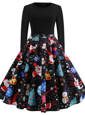 2019春季印花连衣裙Women's Spring and Autumn Long-sleeved Dre