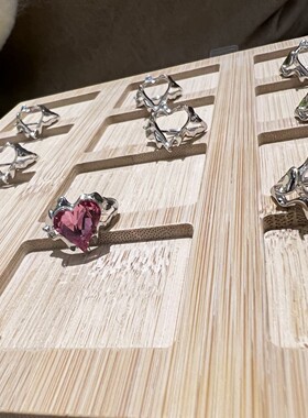 施家元素华子钻专用小恶魔歪心戒托活口饰品托简约感结