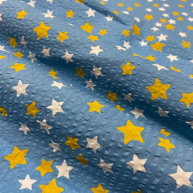 五角星印花亲肤高档服装布料面料