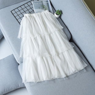 母女装 中大童蓬蓬网纱裙蛋糕长裙中长款 新款 女童半身裙2019春秋季