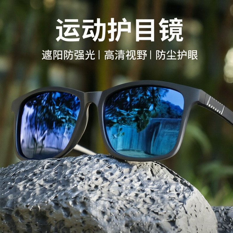 港风方框太阳镜男女防紫外线防强光露营徒步墨镜反光防晒爬山眼镜