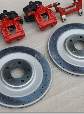 奥迪A4LA5A6A7Q5LS4S5改装S后刹车卡钳红色350毫米加大碟盘不带标