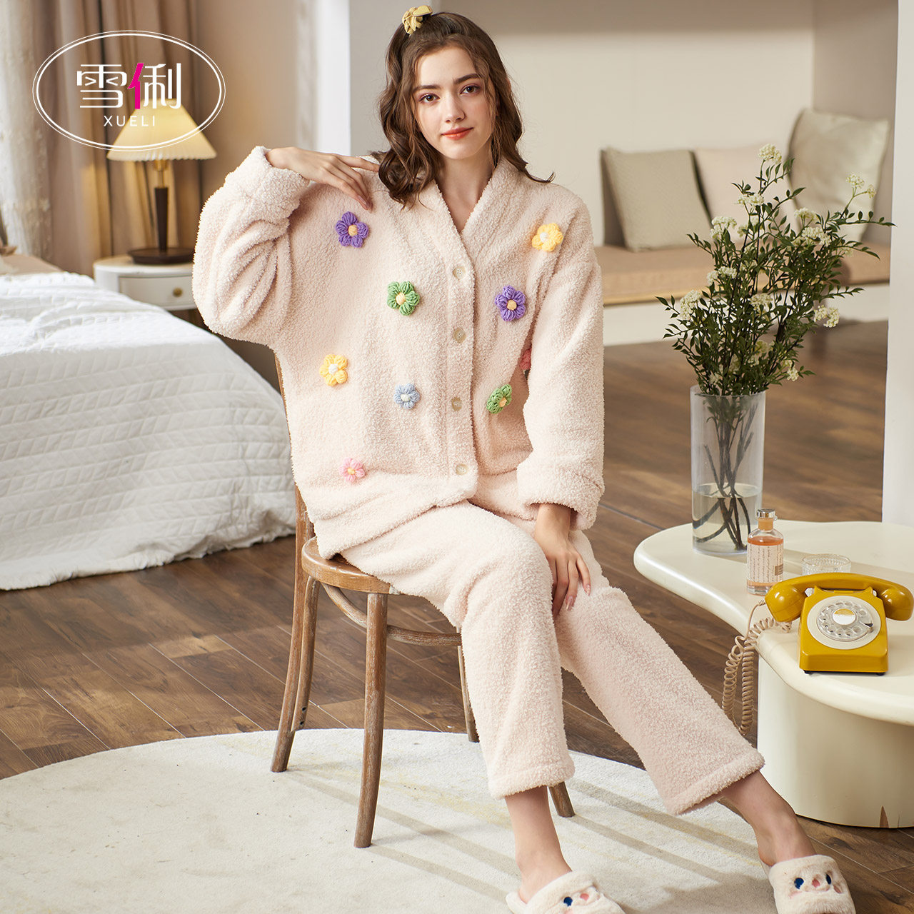 雪俐珊瑚绒睡衣女士春秋冬季款甜美可爱加厚法兰绒套装学生家居服,女士内衣/男士内衣/家居服,睡衣/家居服套装,淘宝优惠券,粉丝福利购,淘宝优惠卷