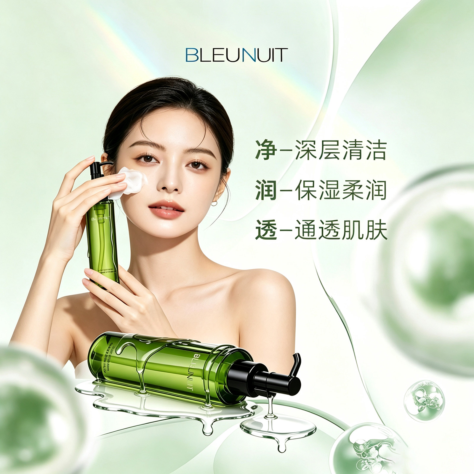 深蓝彩妆绿茶焕肤洁颜 卸妆油 脸部卸妆水 温和深层清洁保湿150ml