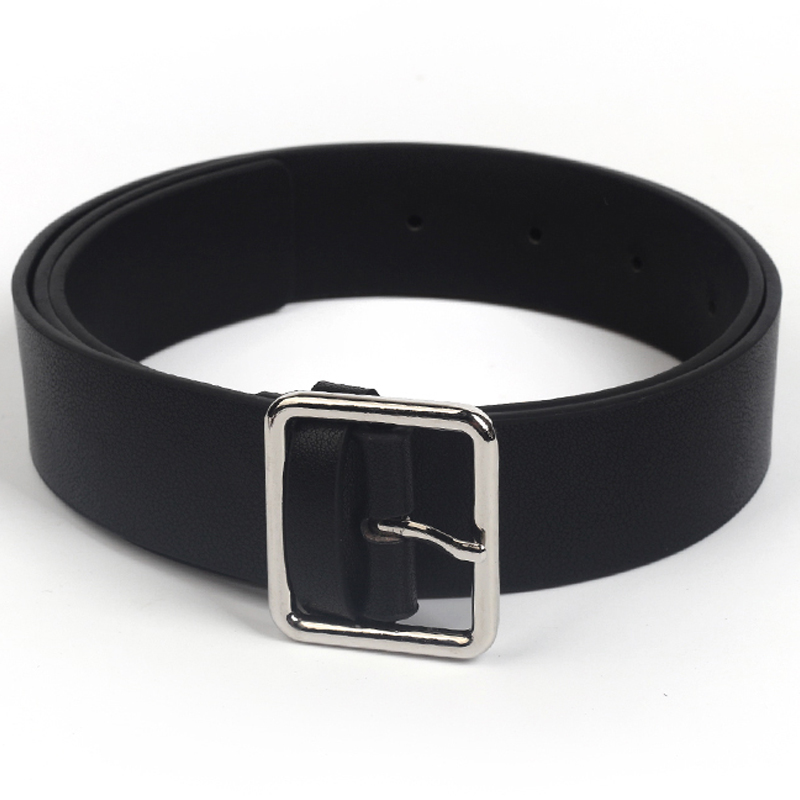 金属复古风方形针扣学生宽腰带