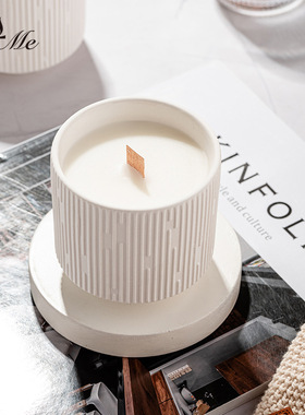 BYME流星纹陶瓷杯香薰蜡烛灯记忆中的栀子花木芯香味蜡烛浪漫礼物