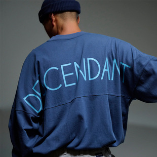 潮牌DESCENDANT圆领长袖男字母印花宽松套头休闲日系打底上衣T恤