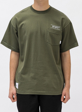 WTAPS运动绣花口袋棉短袖T恤23SS休闲圆领上衣日系潮牌打底衫