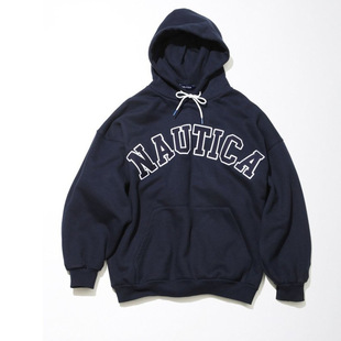 nautica大字母刺绣男式连帽卫衣日系情侣装宽松休闲长袖连帽卫衣