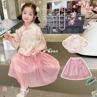 女童夏季中国风汉服套装儿童时尚复古旗袍唐装洋气女宝宝洋气夏装