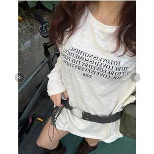 T恤宽松显瘦百搭上衣 GEM设计感字母印花长袖 2025早春 日单LAGU