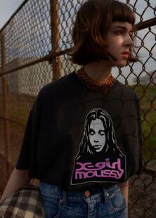 纯元 Mous*sy Xgirl联名款 短袖印花全棉刺绣logo T恤 休闲街头