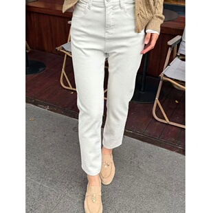 白色高腰牛仔裤女九分裤显瘦百搭烟管裤 小脚裤加绒2025秋冬新款
