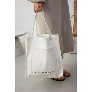 日本AZU 不入后悔 L猫西LOGO帆布包单肩手提包通勤A4 清仓特价 纯元
