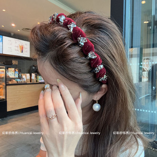 XD1097《千金归来》东大门丝绒重工镶钻气质高颅顶发箍法式头箍