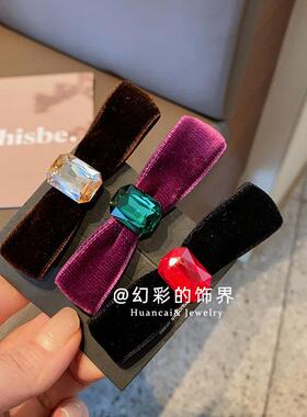 韩国新款丝绒蝴蝶结发夹