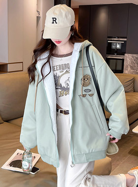 洋气羊羔绒加厚外套少女秋冬