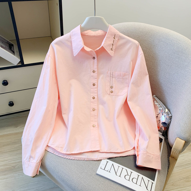 重工刺绣学院风衬衫女2026春季新款初中高中学生休闲长袖衬衣外套