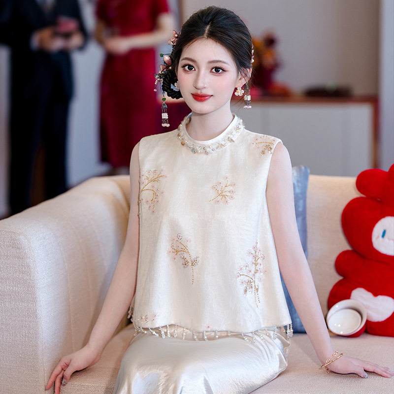 新中式珠绣礼服套装新娘敬酒服