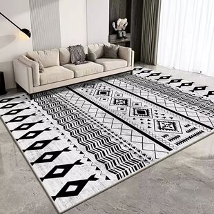 现代简约黑白灰客厅地毯轻奢极简茶几垫子地毯高级卧室地垫大尺寸