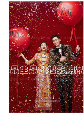 影楼新品中国风36寸MRS英文大气球红色MR气球古装拍摄婚纱道具