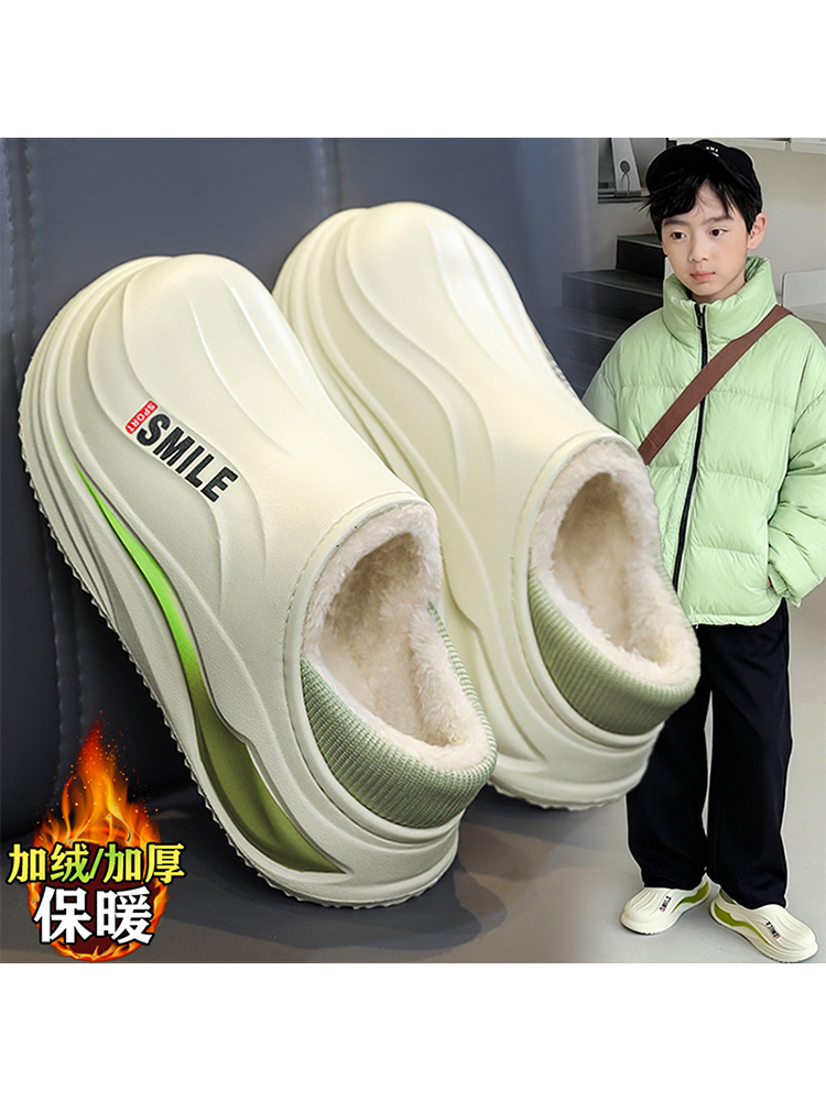 KFT脚王儿童棉拖鞋男童冬季2025新款加绒保暖包跟棉鞋中大童男孩