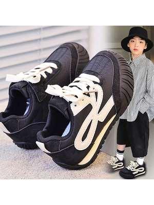 KFT脚王男童鞋德训鞋子秋季2025新款儿童黑色耐脏运动鞋中大童男